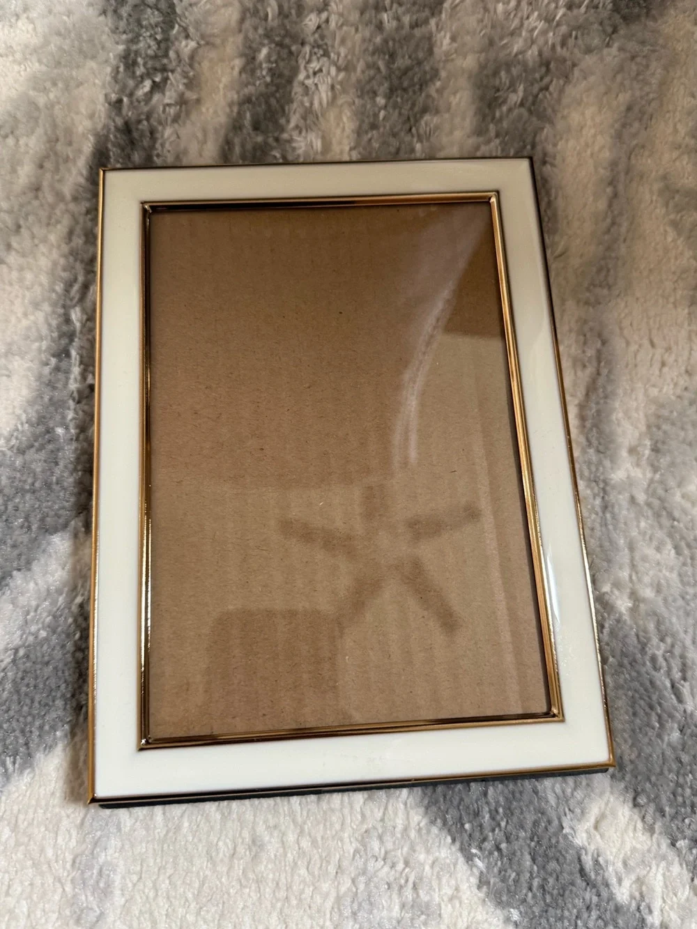 Lawrence Frames Polished Ivory Enamel Gold Metal Picture Frame